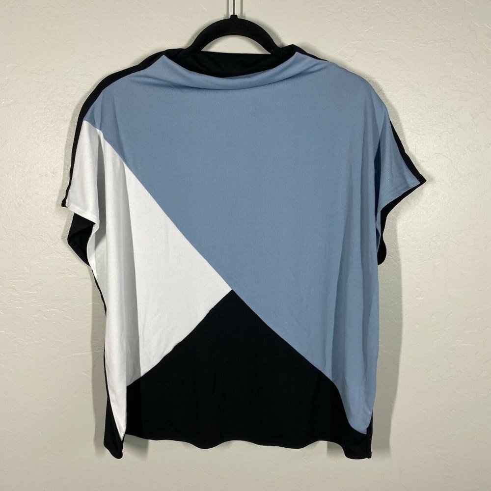 ALFANI Blue Color-blocked Dropped Shoulder Popover Top Women's XL *Flaw* - Picture 2 of 8